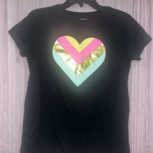 Cat & Jack Black T-Shirt with Colorful Heart